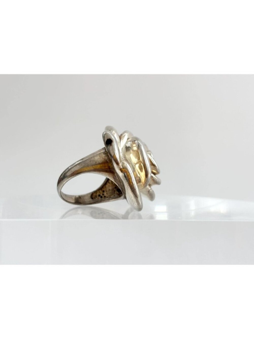 Blooming Rose Floral Beautiful Jumbo Sterling Silver 925 Vintage Ring - sz 7 - Picture 5 of 16